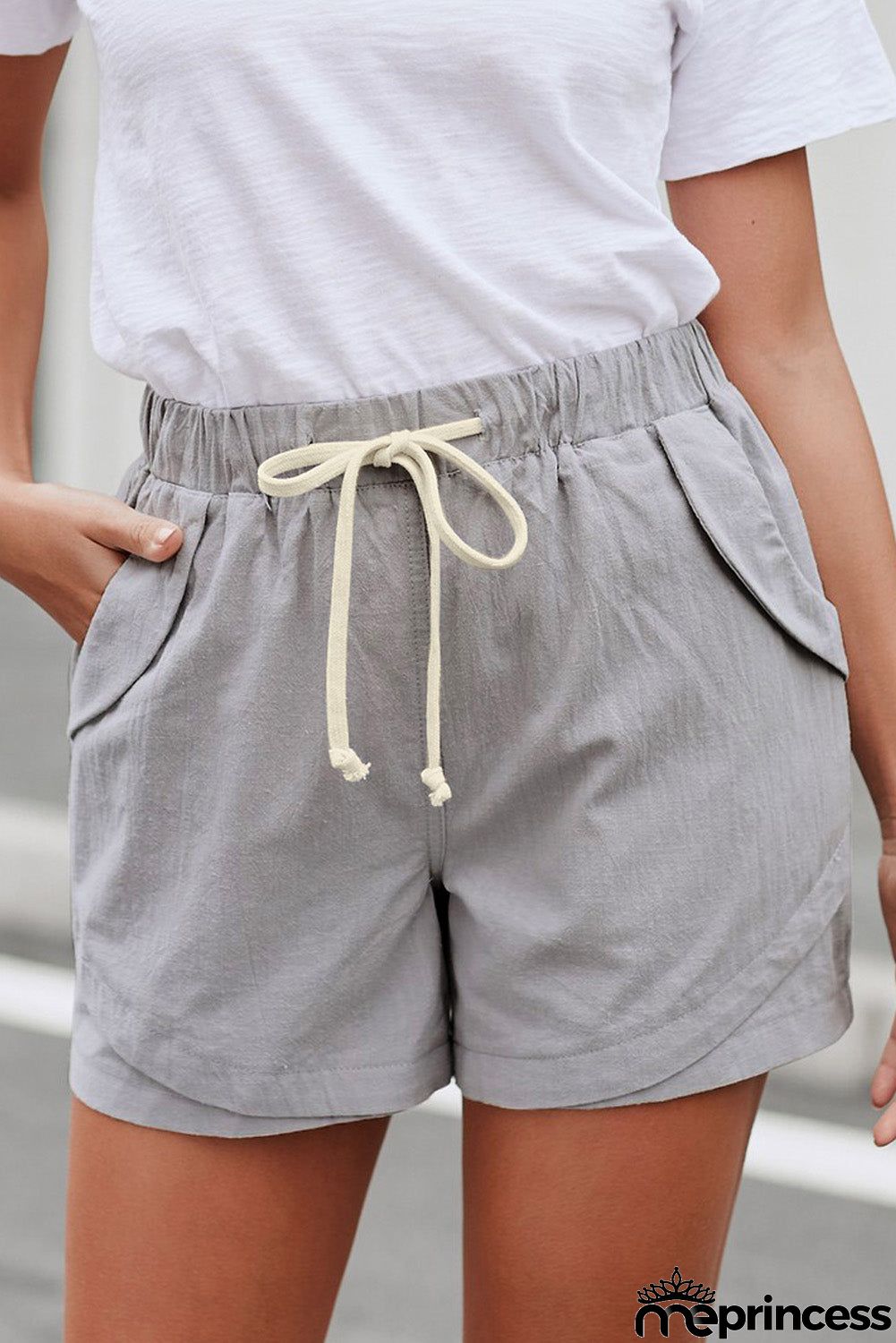 Women Casual Gray Faylin Linen Shorts