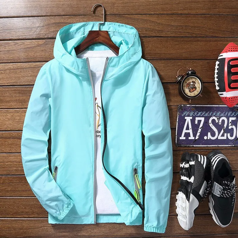 Ultra Light Men's Summer Hooded Jacket Super Thin Windbreaker Packable Skin Coat Sunscreen Waterproof Beach Casual Jackets