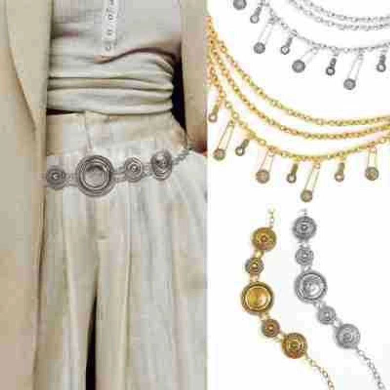 Baroque Style Solid Color Metal Unisex Chain Belts