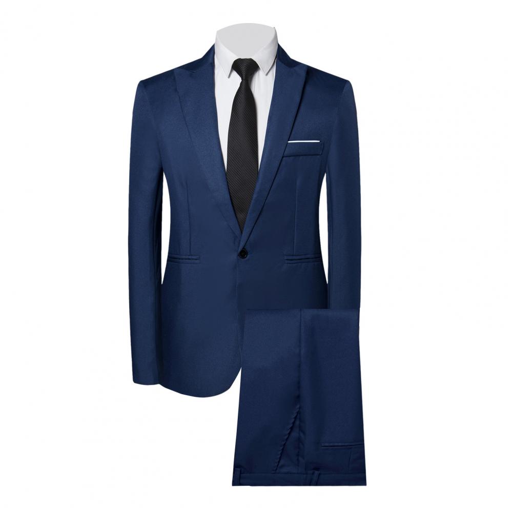 Men Pants Fashion – 2Pcs/Set Men Business Outfit Lapel Long Sleeve Single Breasted Suit Coat Solid Color Suit Pants Set Slim Fit Workwear Men Outfit | Gamintor
