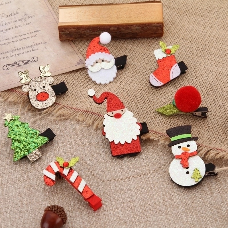 Cartoon Style Christmas Tree Santa Claus Alloy Sequins Hair Clip 2 Pieces