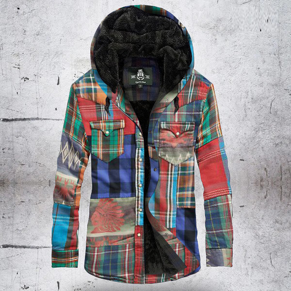 null Men s  casual  multicolor  stitching  thick  plaid  
