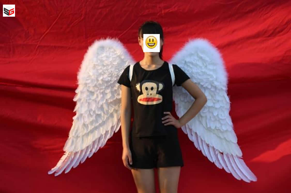 VCshoes Adults Angel Feather Wings Party Halloween Models Stage Performance Props White Fairy Wing
