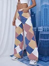Stylish Color-Block Wide Leg Casual Pants