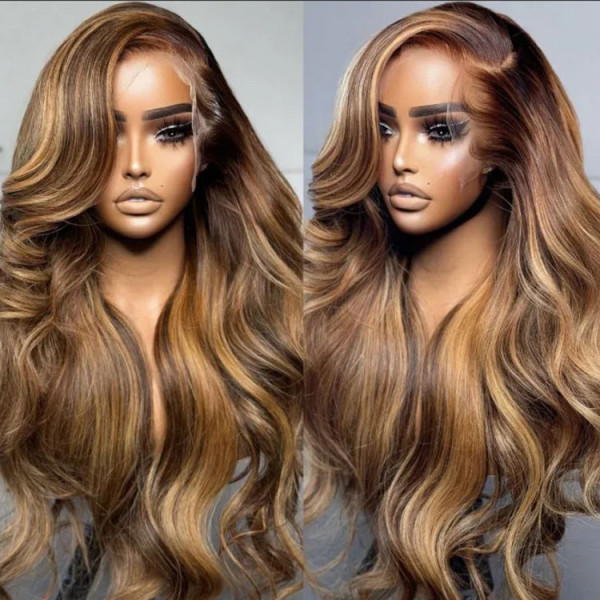 Highlight Piano Color 13x4 Body Wave Glueless Lace Wig | HD Lace & Transparent Lace | 200% & 250% Density | Boruihair 100% Human Hair