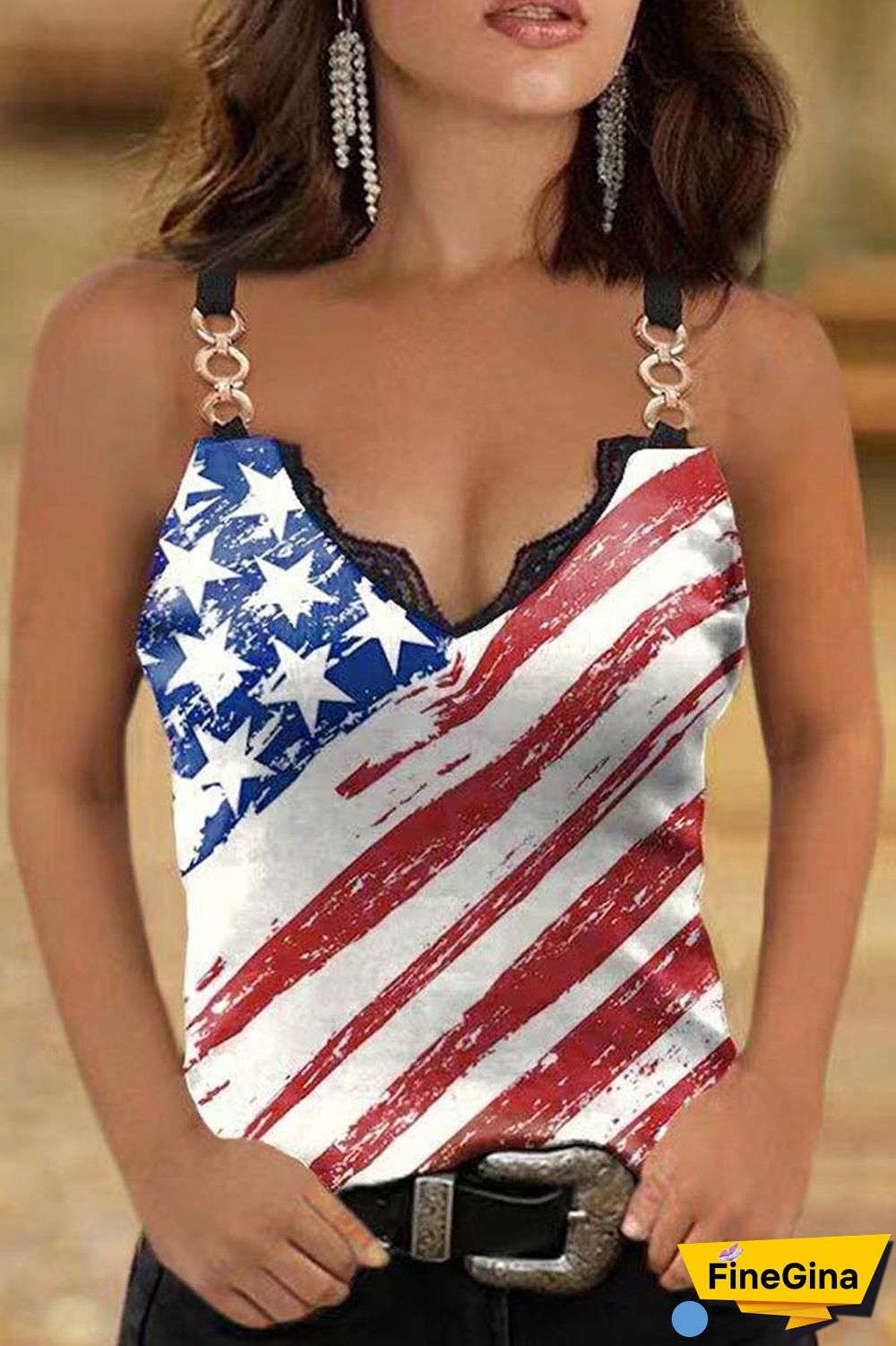 Black Red Sexy Casual Print Backless Spaghetti Strap Tops