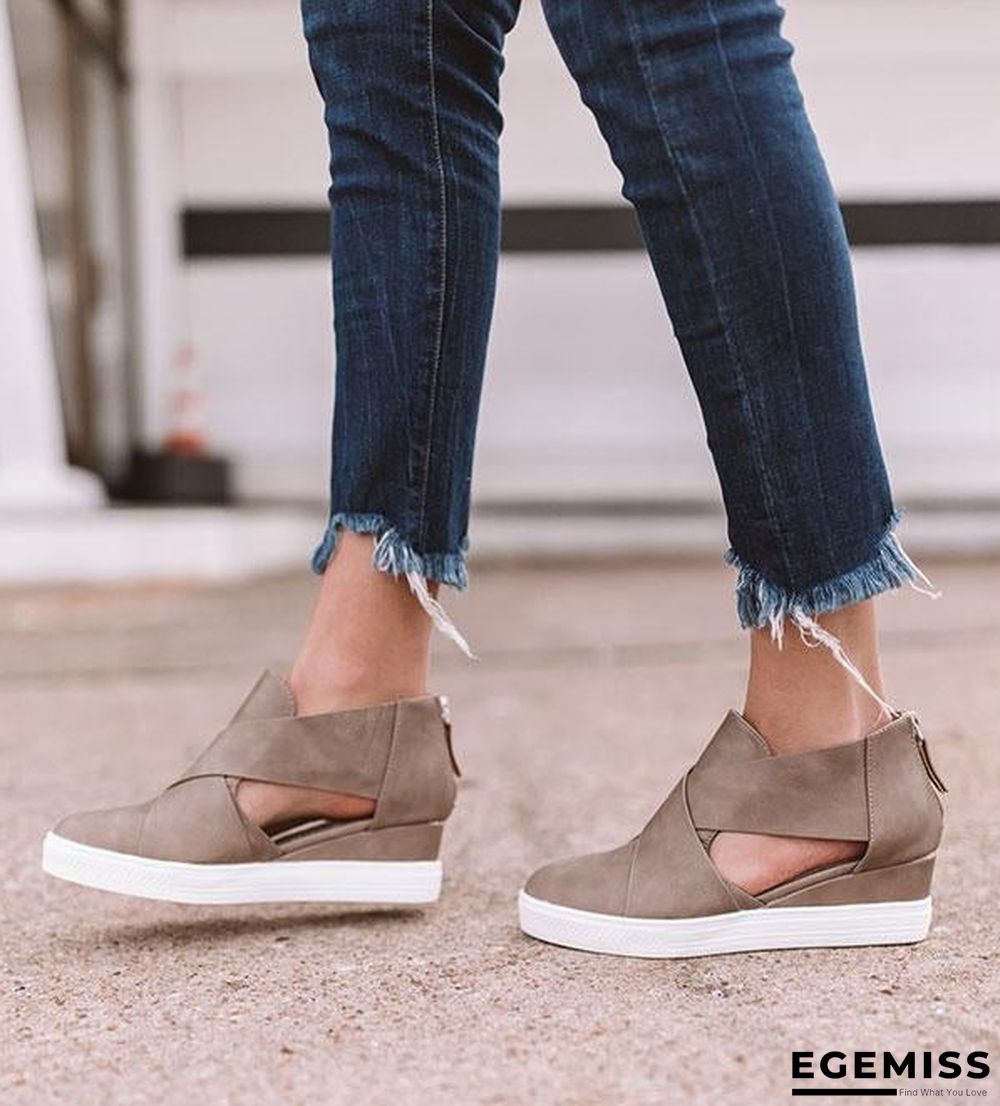 Women Solid High Flats wedges Heel Height Increasing Chunky Platform Vulcanized Sneakers Shoes | EGEMISS