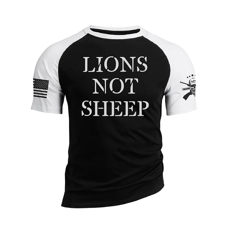 LIONS NOT SHEEP RAGLAN GRAPHIC TEE
