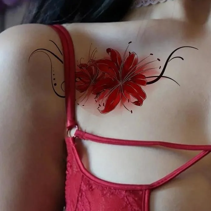 Sdrawing 4/5/9/10/18 PIeces Long Lasting Blue Flower Jewelry Tattoo Sticker Sexy Belly Block Scar Stretch Marks Waterproof Tattoo Sticker