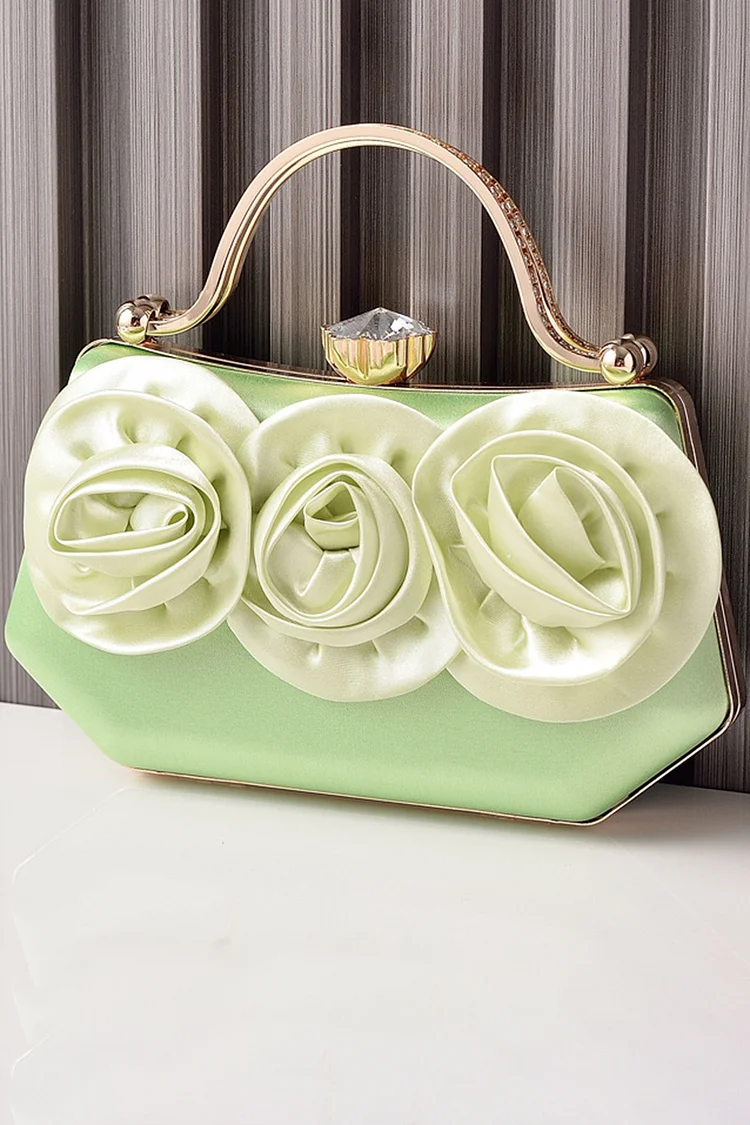 Fashion Solid Color Silk Flower Lock Buckle Evening Bag 2024 - Xpluswear
