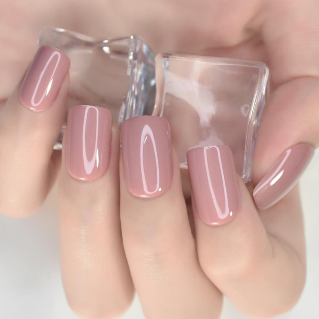 Short Glossy Fake Nails Square Fingernails Press On Nails Uv Gel Full Cover Manicure Salon At Home Daily Wear Free Shipping KR