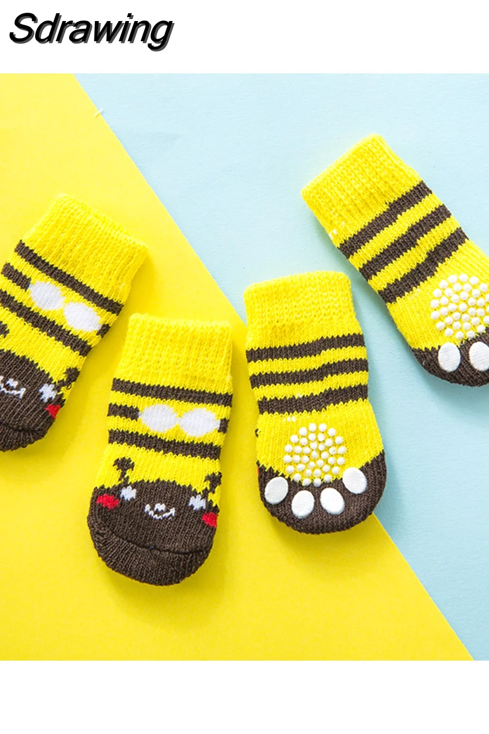 Sdrawing Cute Puppy Dog Socks Cartoon Printed Anti Slip Knit Socks Winter Warm Puppy Shoes Small Medium Dogs Boots Pet Products