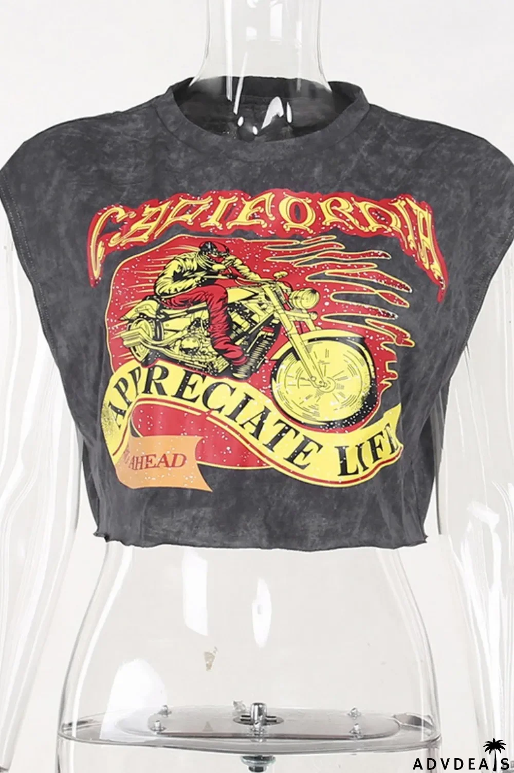 Grey Casual Print Basic O Neck T-Shirts