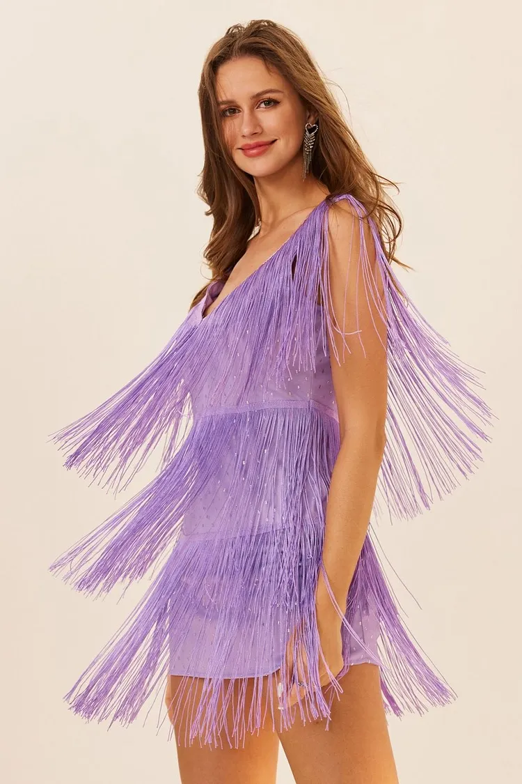 Plus Size Sleeveless Tassel Mini Dress