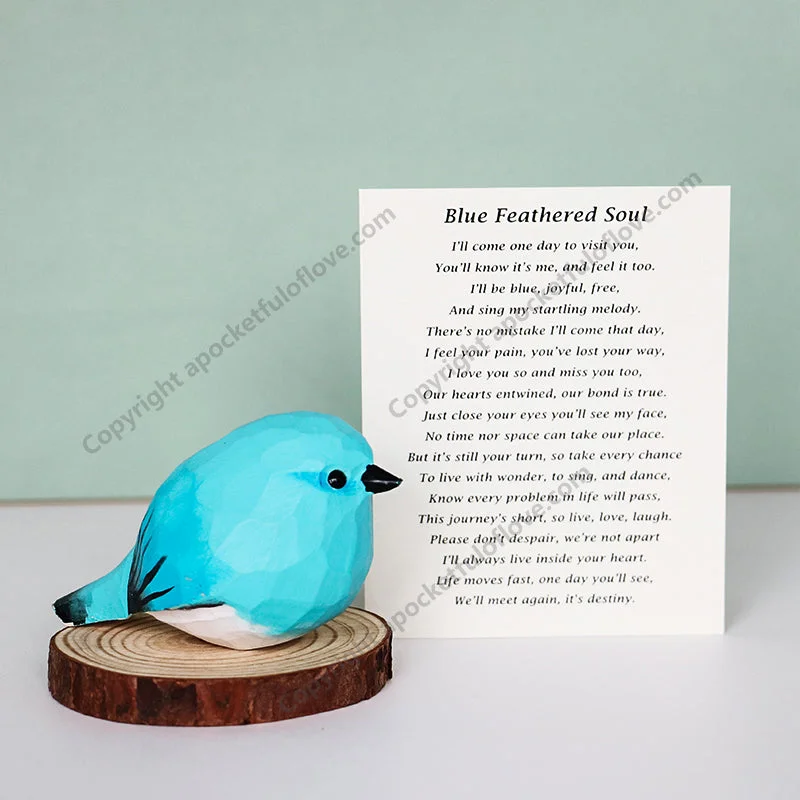 Bluebirds Handmade Memorial Wood Carving
