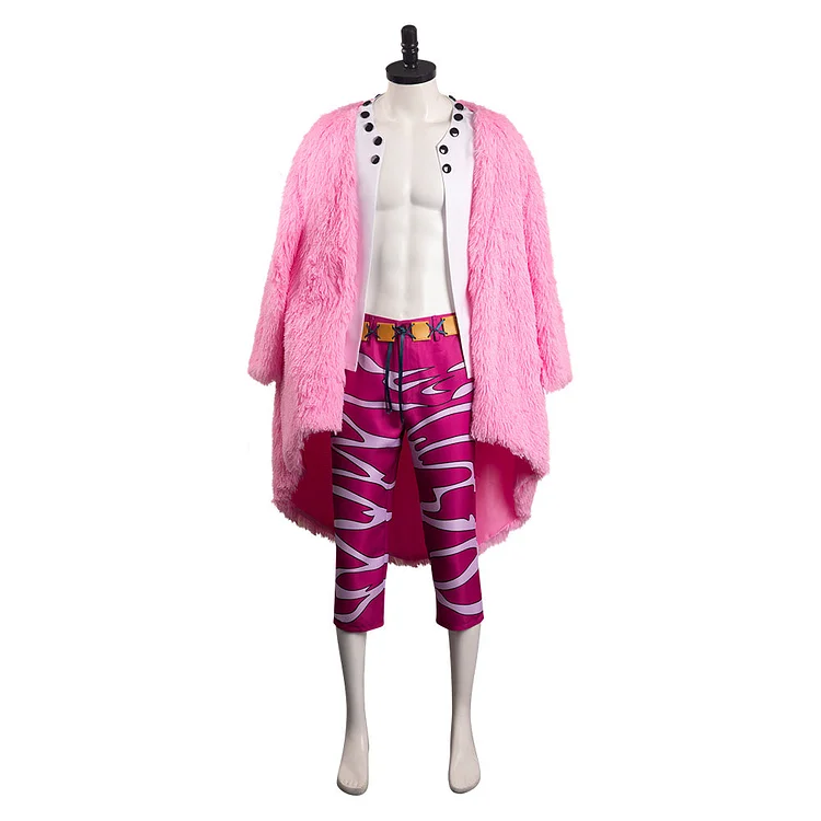 One Piece Donquixote Doflamingo Outfits Pink Set Cosplay Costume Halloween Carnival Suit