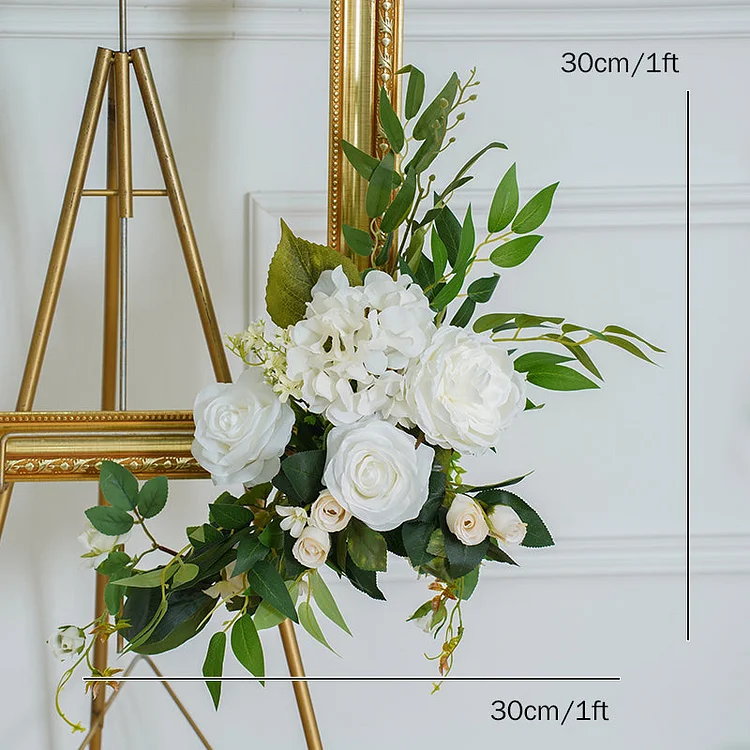 A8111 White Rose With Green Wedding Round Arch Decor Floral Arrangement