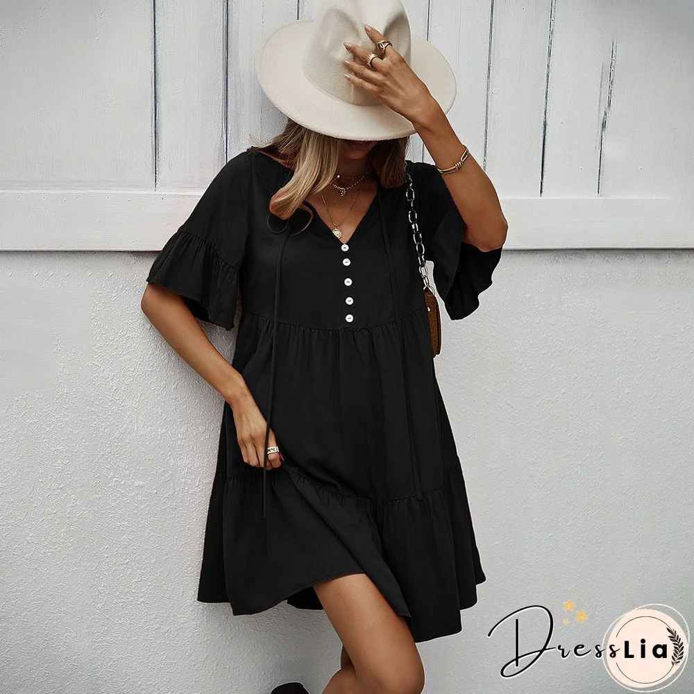 Casual Solid Color A-line Skirt