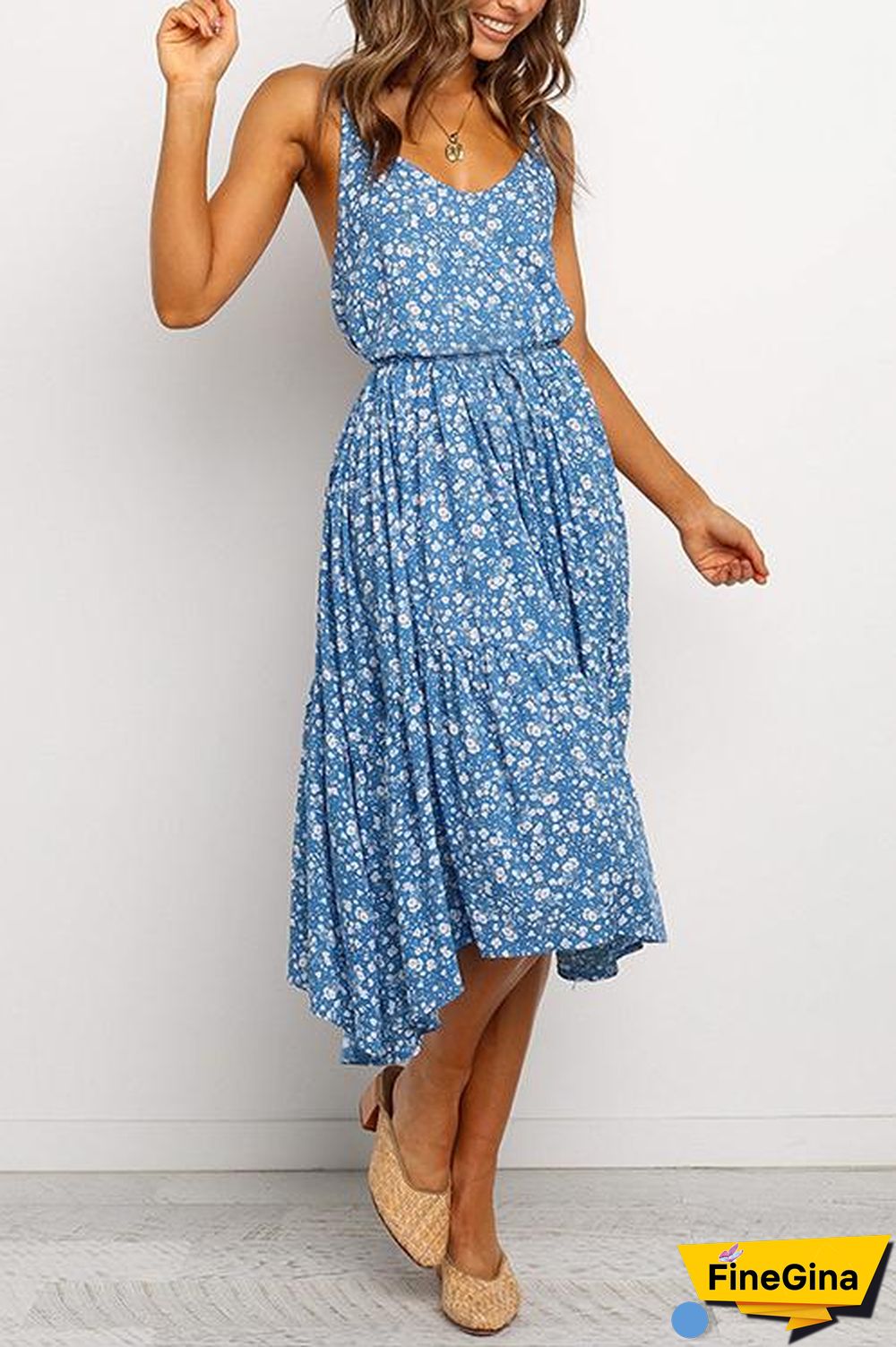 Floral Print Slip Midi Dress
