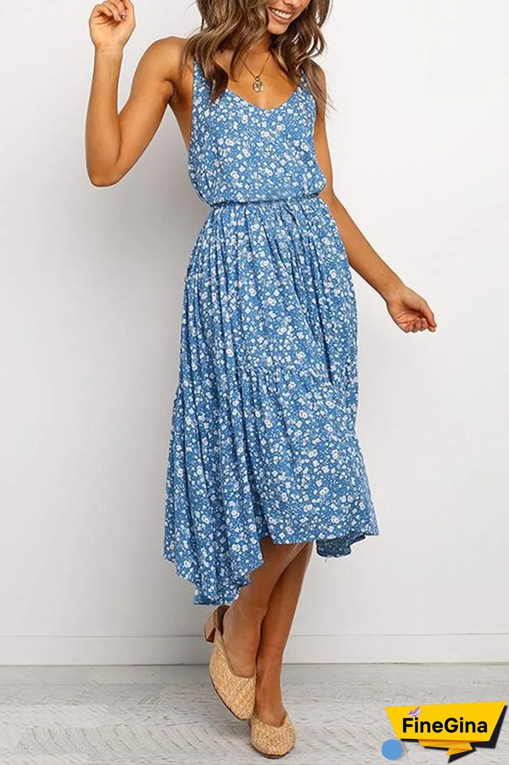 Floral Print Slip Midi Dress