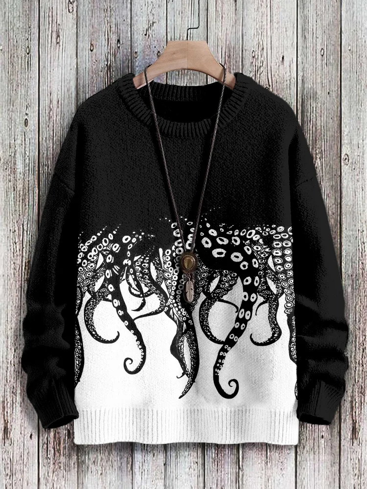 Tentacles Lover Essential Contrast Cozy Pullover Sweater
