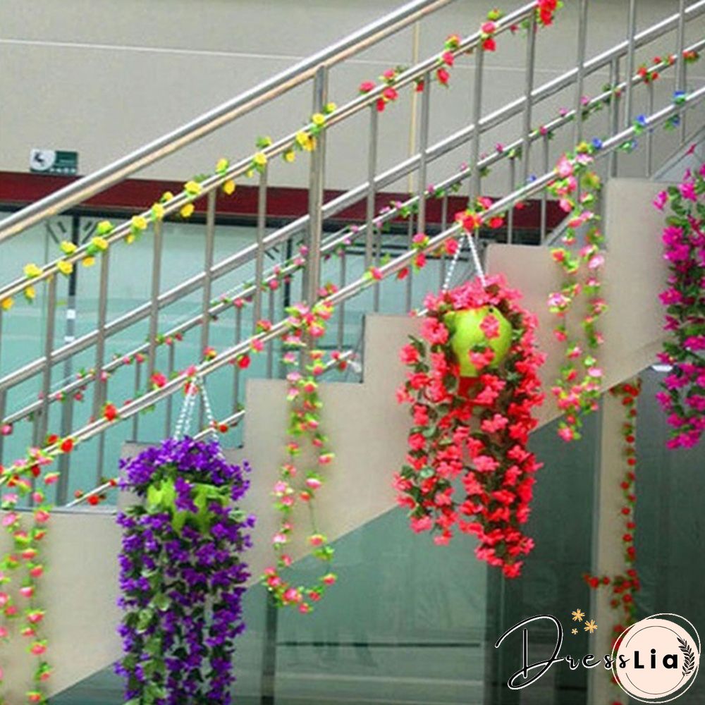 Colors 1Pcs Home Simulation Hanging Wall Artificial Fake Silk Violet orchid Flower Rattan