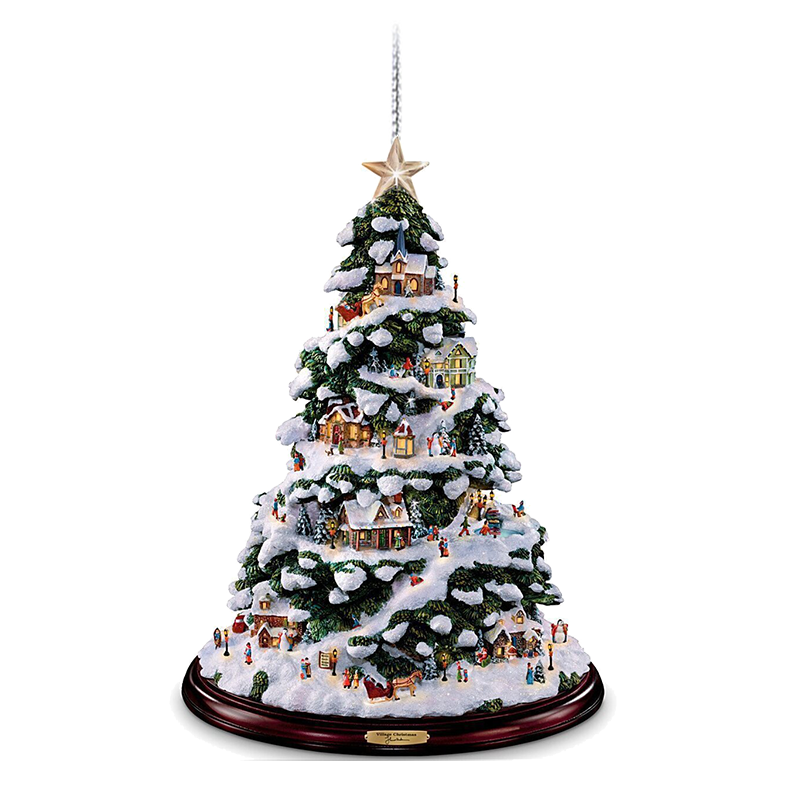 🌲Thomas Kinkade-:Animated Tabletop Christmas Tree With Train