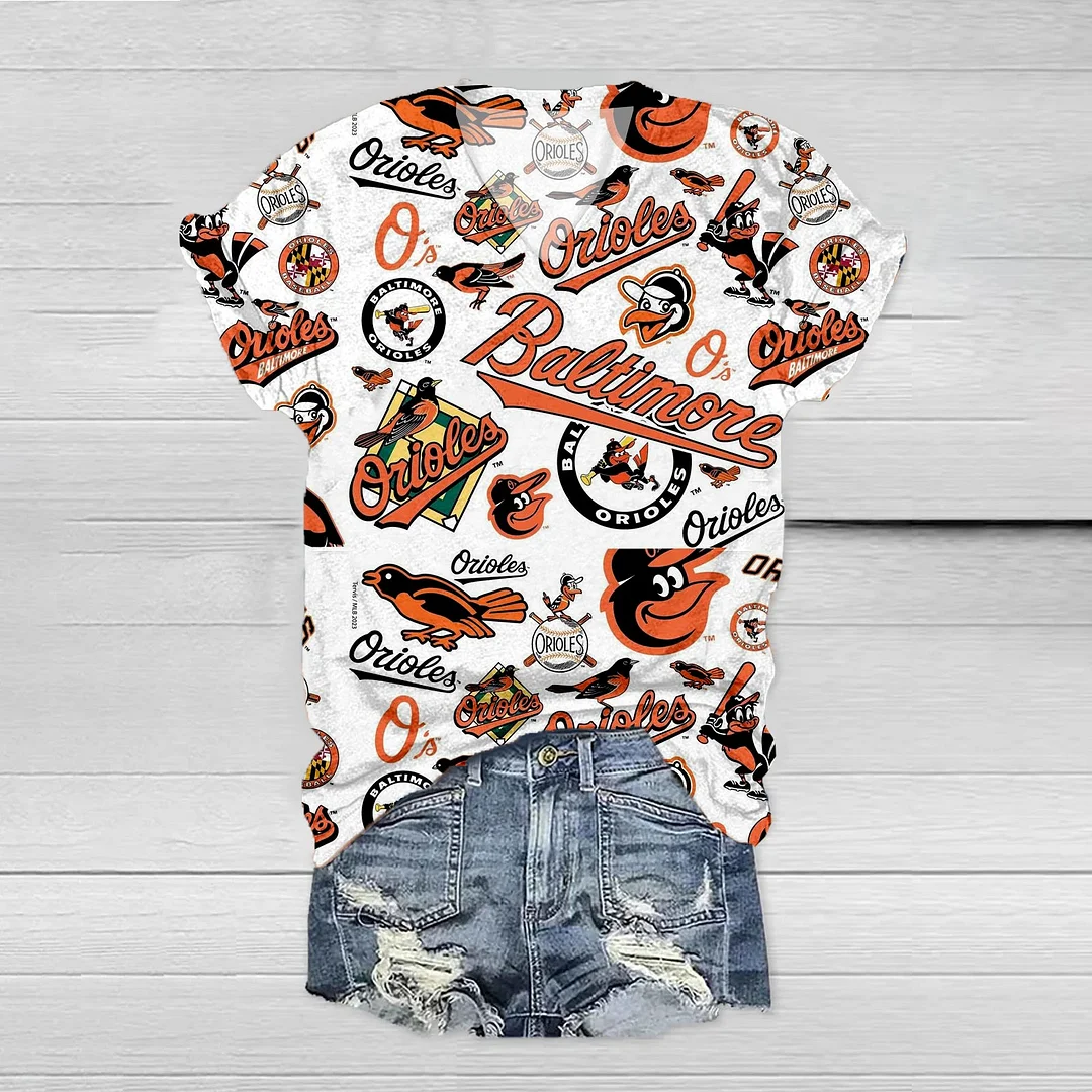  Baltimore Orioles Print V-Neck T-Shirt