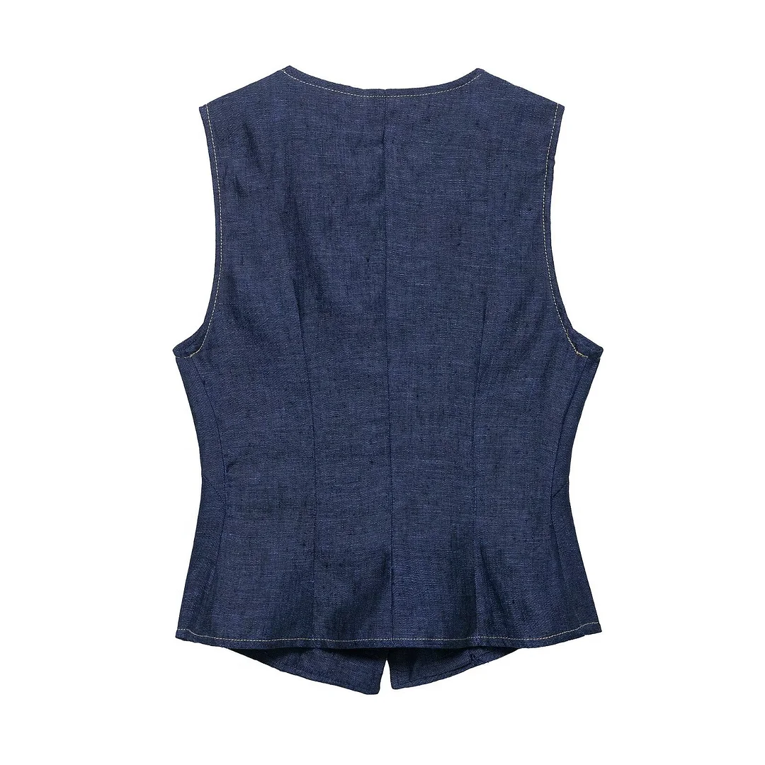 Nigikala Nigikala Women's Temperament Commuting Suit Double Sleeveless Vest + Wide Leg Pants 3191052 3191051