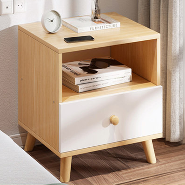 Small Household  Bedside Table Solid Wood Legs Bedside Table