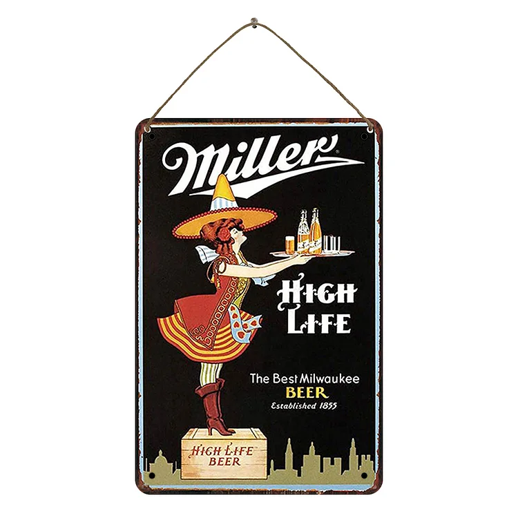 Miller Beer - Vintage Tin Signs/Wooden Signs - 7.9x11.8in & 11.8x15.7in