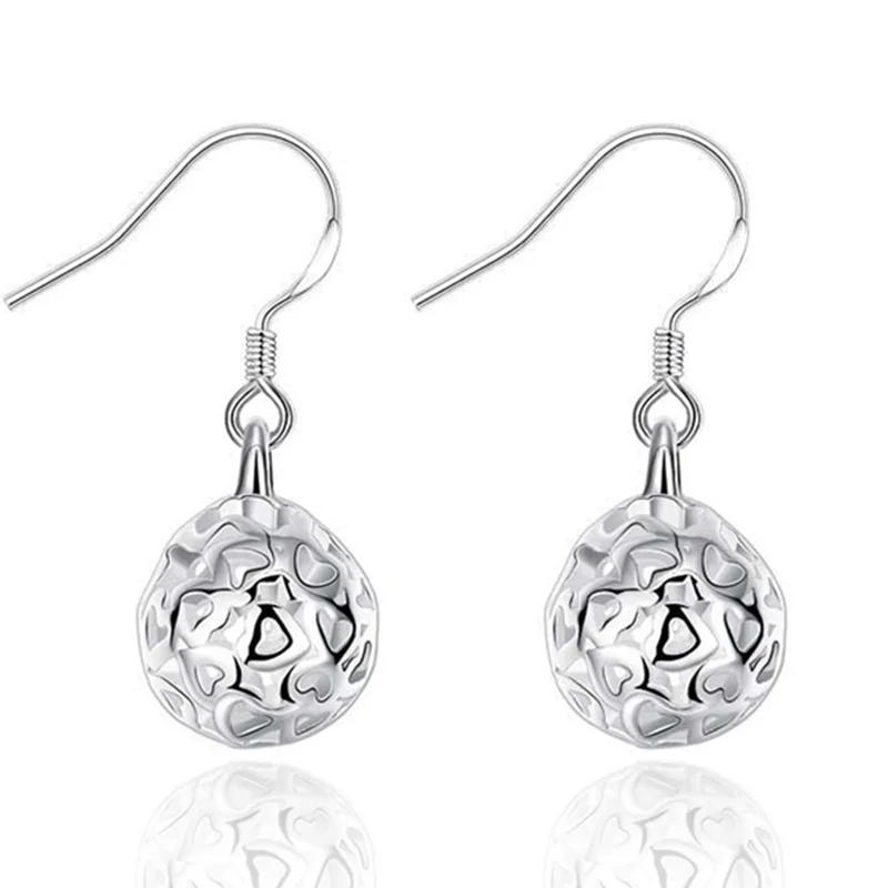 DOTEFFIL 925 Sterling Silver Hollow Sphere Earrings High Quality Charm Women Jewelry 