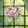 (US Local)Cross Rose Theme   DIY Diamond Art Pendant Wall Decor for Home & Windows