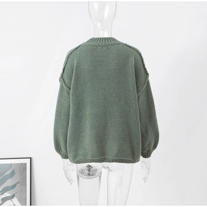 Ootddress Autumn 2025 Knit Sweater Pullover Female Loose Turtleneck Casual Patchwork Oversized Sweater Knitwear High Street Pullover