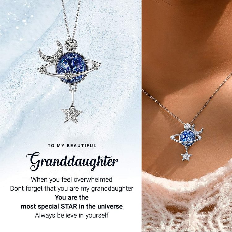 For Granddaughter - S925 You are The Most Special Star in The Universe Blue Crystal Star Necklace
