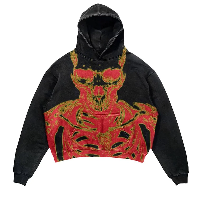  Oversized Men's Hip Hop Streetwear Grunge Long Sleeve Hoodie at Hiphopee