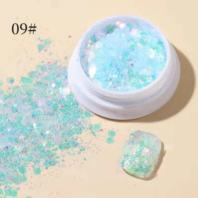 iridescent Flakes Gold Pink White Flakes Slices Chrome Pigment Dust Nail Powder Glitter Sequins Nail Art Decoration Manicures-Nail Inspo