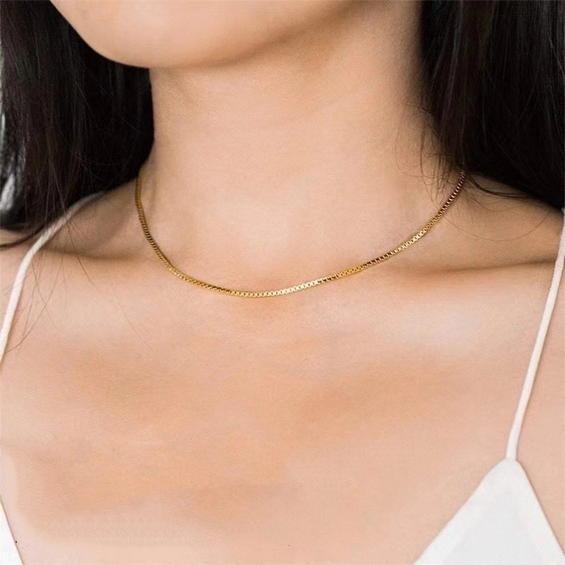 Stainless Steel 18K Gold Plated White Gold Plated Minimalist Plating Solid Color Necklace