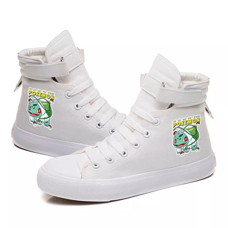 Mayoulove Pokemon Go Pikachu Squirtle #7 Cosplay Shoes High Top Canvas Sneakers for Kids Adults-Mayoulove