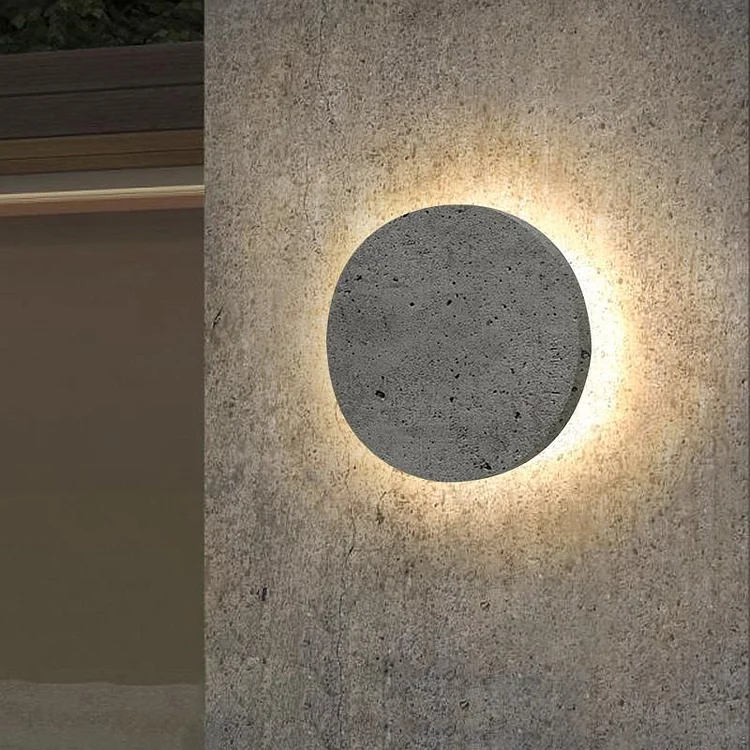 Round Concrete LED Waterproof Gray Modern Outdoor Wall Lights Porch Lights - Appledas