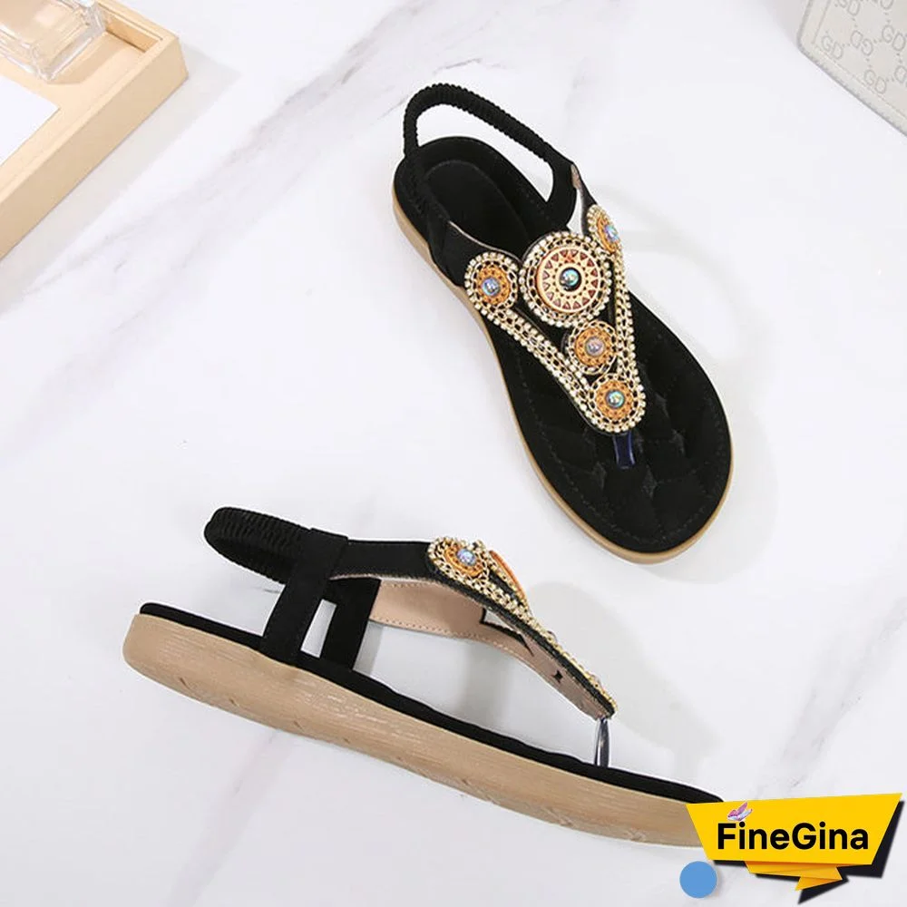 Women Soft and Comfortable Vintage Metal Decorated Sandals