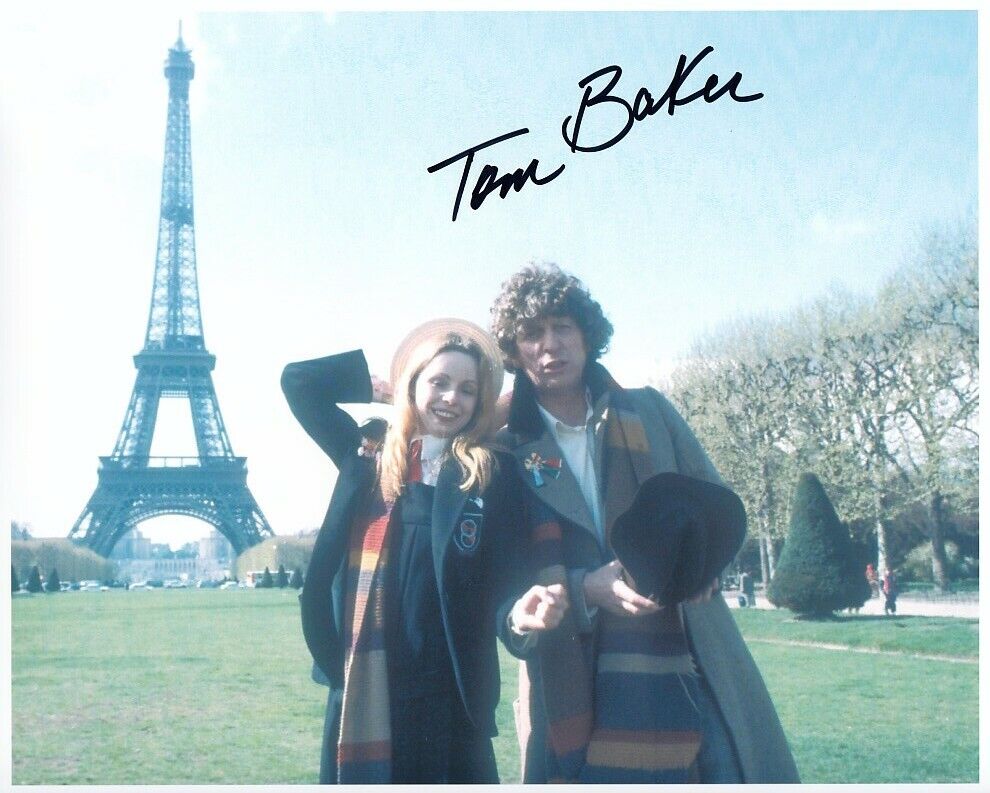 TOM BAKER signed DOCTOR WHO color 8x10 w/ coa CITY OF DEATH EIFFEL TOWER SCENE