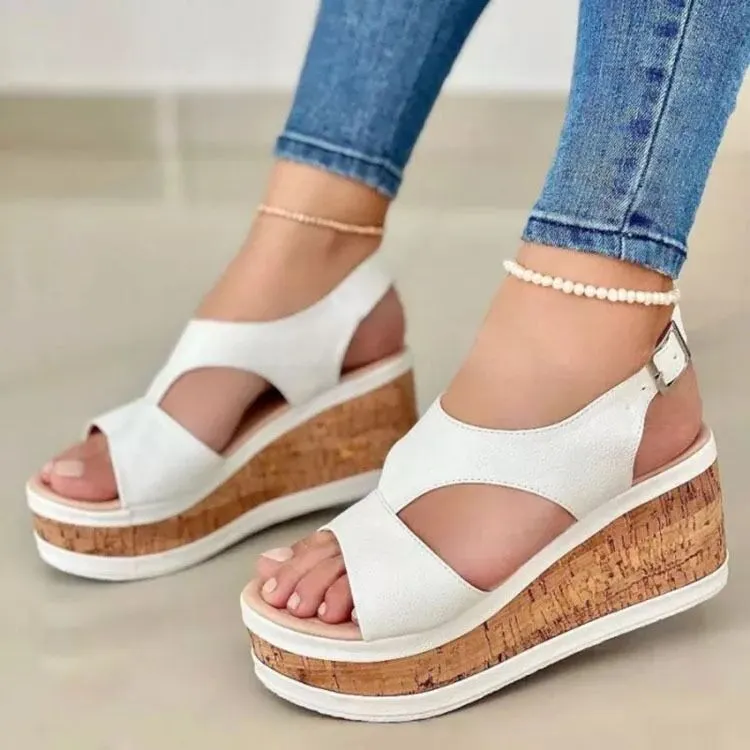 Breakj Breakj New Slope And Fish Mouth Sandals Women Thick-Sed Loose Cake Casual Sandals Roman Sandals Women Shoes