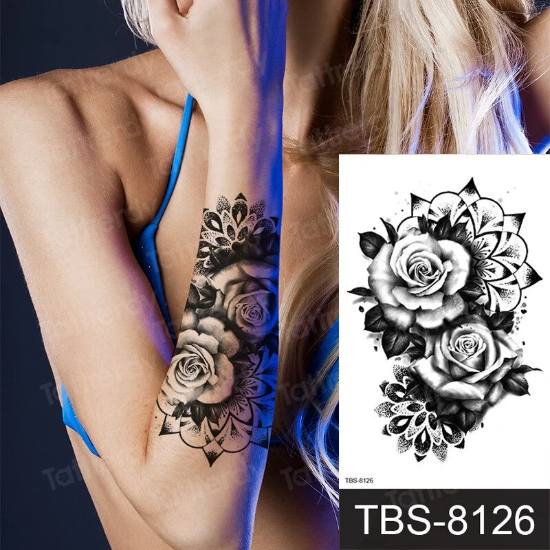 mandala temporary tattoo sticker lace black henna sex tattoo for woman under breast tattoo underboob sketches tattoo designs