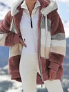 Limited Time Discount-Women's Plush Striped Hooded Winter Coat