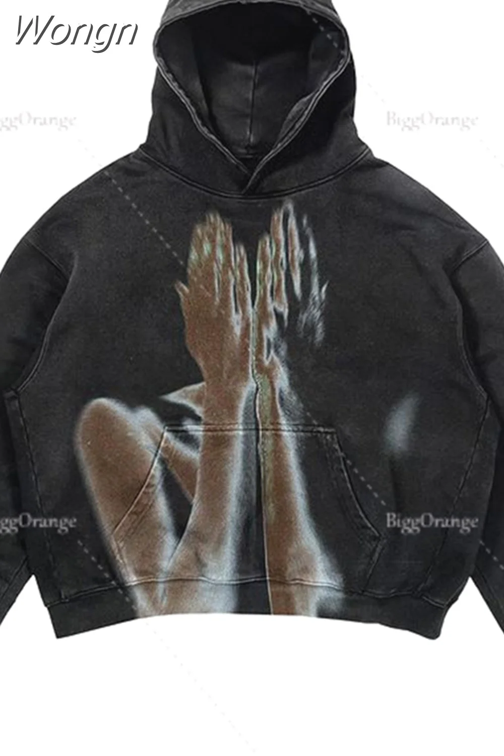 Wongn Gothic Punk Ninja Print Long Sleeve Women Hoodies Couples Hip Hop Streetwear Y2k Grunge Loose Fashion Oversized Hoodie 217-1