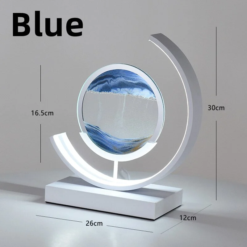 Modern Creative Quicksand Painting Table Lamp 3D Rotatable Home Decor Living Room Bedside Table Desktop Art Round Decorate Light
