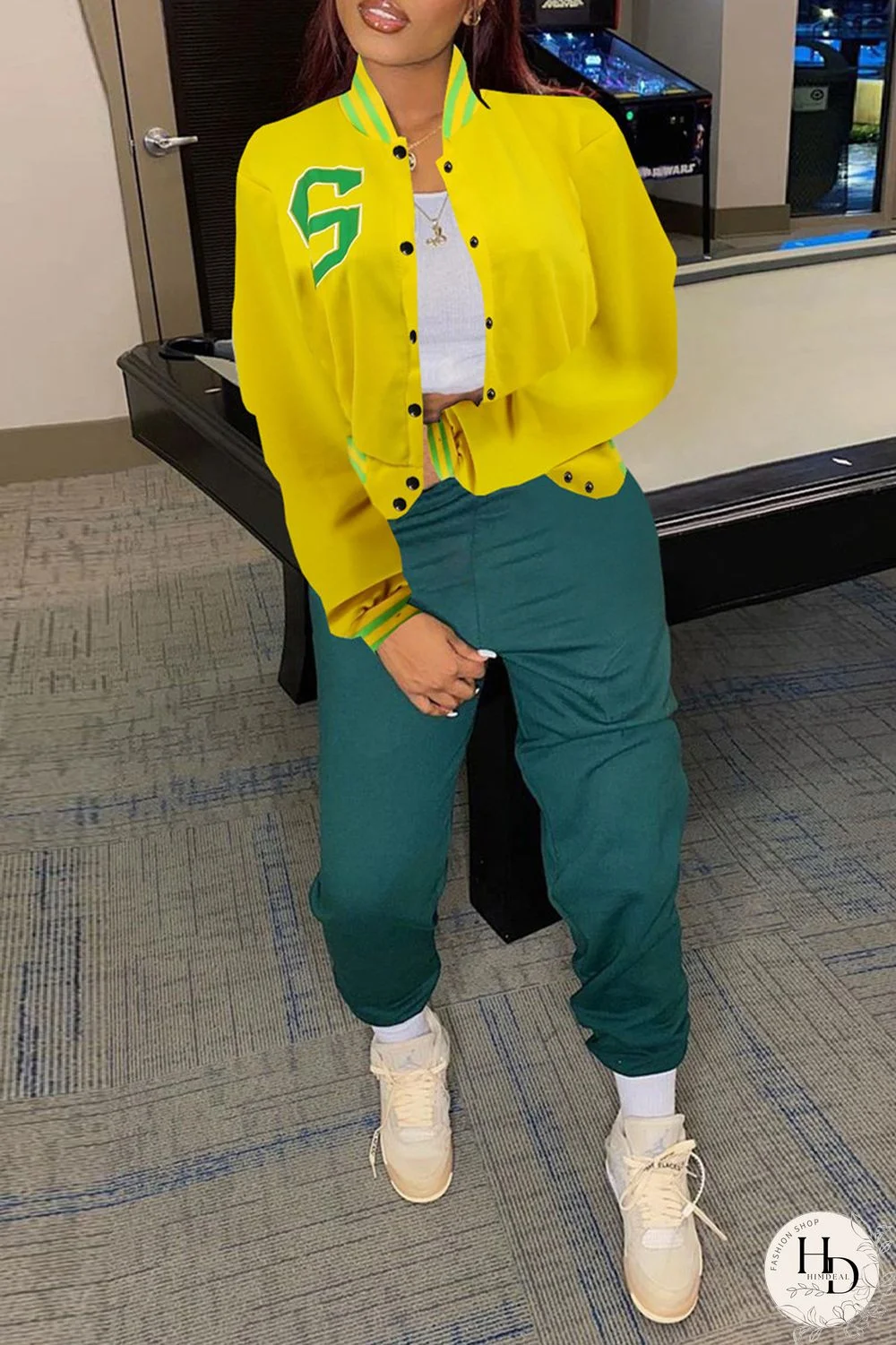 Yellow Fashion Casual Patchwork Cardigan Outerwear