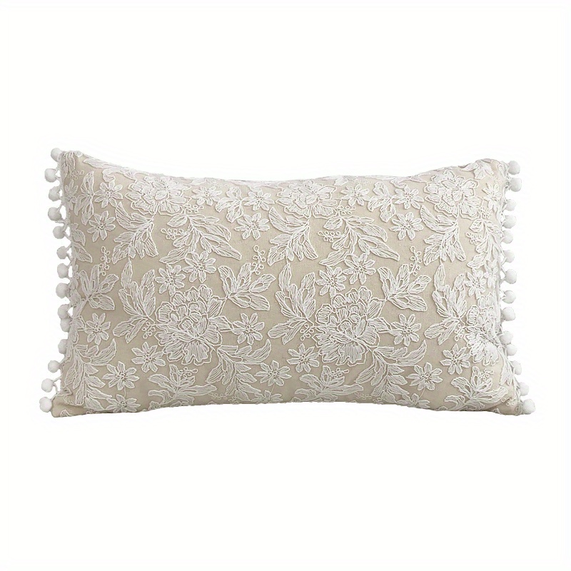 1pc Richly Embossed French Classical Lace Pillowcase - Exquisite Flower Embroidery, Pillow Cover Only - Adds Elegance to Living Room, Bed, Sofa & Home Decor