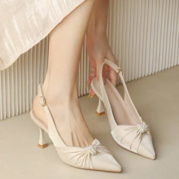 Breakj Breakj Small Heel Single Shoes Sandals Women's Summer Fairy Style Dress In The Tip Of The Head White Fine Heel High Heels